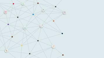 Business and network connection concept with infographic elements and icons. Digital communication technology, networking and connected dots lines. Vector illustration.