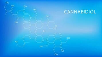 Chemical formulas of cannabidiol CBD cannabis molecule. Has antipsychotic effects. Science background design concept. Vector illustration.