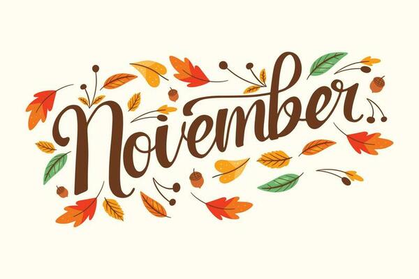 November Lettering With Autumn Decoration