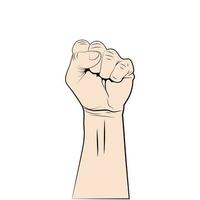 Fist up - symbol of protest, revolution or strength. Raised hand isolated on white background. Fist up concept sign. Vector