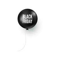 Black balloon with Black Friday text. Discount banner or poster design element. Vector illustration