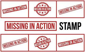 Missing In Action rubber grunge stamp set vector