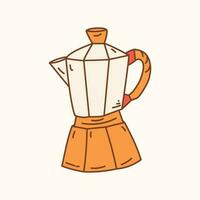 Moka Pot handdrawn illustration, coffee house, coffee shop, cafe equipment illustration vector