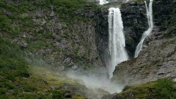 Large Norwegian Waterfall in Slow Motion video