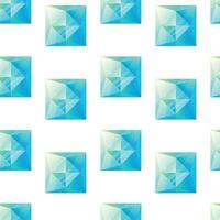 Square realistic blue glowing gemstone. Vector seamless cartoon pattern with gem topaz.