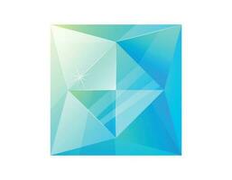 Square realistic blue glowing gemstone. Vector isolated cartoon gem topaz.