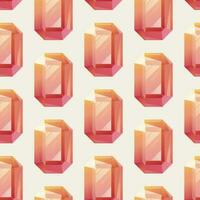 Rectangular shining realistic gemstone red ruby. Vector cartoon seamless jewelry pattern.