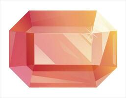 Ruby realistic octagonal glowing gemstone. Vector gradient isolated cartoon luxury jewel.
