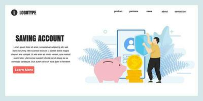 Web page design templates for saving account concept illustration, perfect for web page design, banner, mobile app, landing page, Flat Vector illustration