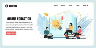flat design concept online education for website and landing page template. perfect for web page design, banner, mobile app, Vector illustration