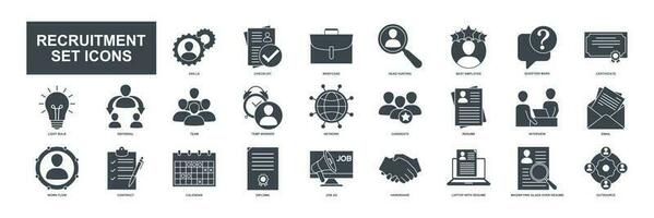 Headhunting And Recruiting elements set icon symbol template for graphic and web design collection. Resume, Skills, certificate, Team, Network and more logo vector illustration