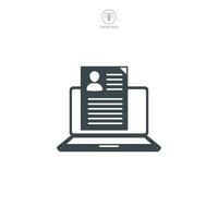 Laptop with Resume icon symbol template for graphic and web design collection logo vector illustration