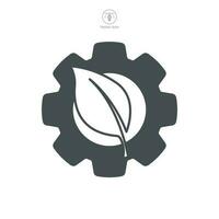 Leaf and gear. Eco industry Icon symbol template for graphic and web design collection logo vector illustration