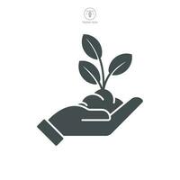 Eco Care. leaf and hand, care nature Icon symbol template for graphic and web design collection logo vector illustration