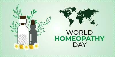 mundo homeopatía día. homeopatía doctores día. modelo para fondo, bandera, tarjeta, póster. vector ilustración.