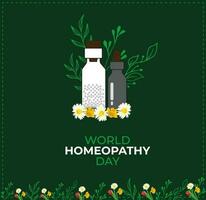mundo homeopatía día. homeopatía doctores día. modelo para fondo, bandera, tarjeta, póster. vector ilustración.