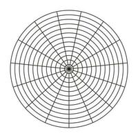 polar cuadrícula de 15 segmentos y 12 concéntrico círculos rueda de vida modelo. circulo diagrama de estilo de vida balance. blanco polar grafico papel. entrenamiento herramienta. vector ilustración.