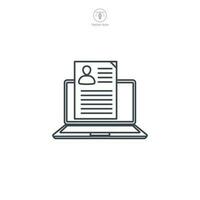 Laptop with Resume icon symbol template for graphic and web design collection logo vector illustration