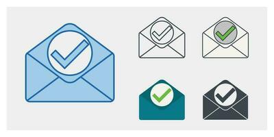 Check Mark on mail icon symbol template for graphic and web design collection logo vector illustration