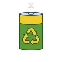 Battery Recycling Icon. Battery image and recycling symbol template for graphic and web design collection logo vector illustration