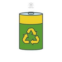 Battery Recycling Icon. Battery image and recycling symbol template for graphic and web design collection logo vector illustration