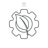 Leaf and gear. Eco industry Icon symbol template for graphic and web design collection logo vector illustration