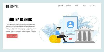 Web page design templates for online banking concept illustration, perfect for web page design, banner, mobile app, landing page, Flat Vector illustration