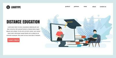 flat design concept Distance education for website and landing page template. perfect for web page design, banner, mobile app, Vector illustration