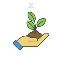 Eco Care. leaf and hand, care nature Icon symbol template for graphic and web design collection logo vector illustration