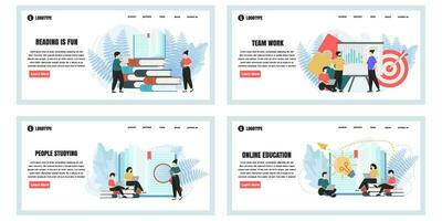 Set of web page design templates for education web page composition with people characters. Modern vector illustration concepts