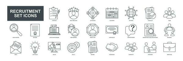 Headhunting And Recruiting elements set icon symbol template for graphic and web design collection. Resume, Skills, certificate, Team, Network and more logo vector illustration