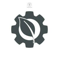 Leaf and gear. Eco industry Icon symbol template for graphic and web design collection logo vector illustration