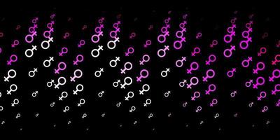 textura de vector rosa oscuro con símbolos de derechos de las mujeres.