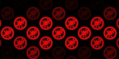Dark Red vector background with covid-19 symbols.