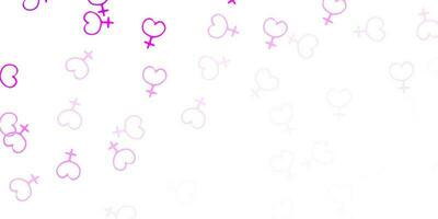 Light Purple vector texture with women's rights symbols.