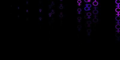 textura de vector de color púrpura oscuro con símbolos de derechos de las mujeres.