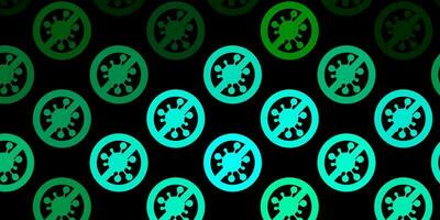 Dark Green vector backdrop with virus symbols.