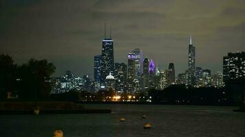 Downtown Chicago at Night. Timelapse Footage. Chicago Illinois USA video
