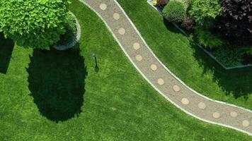 Garden With Lawn And Pathway. video