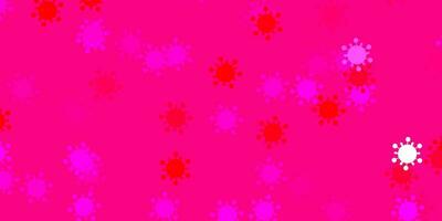 Telón de fondo de vector rosa claro con símbolos de virus.