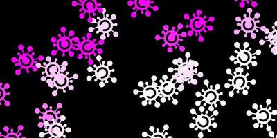 Dark pink vector pattern with coronavirus elements.