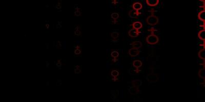 Dark Red vector background with woman symbols.