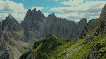 Extreme Scenic Mountain Trail in the Italian Dolomites and Hiker Walking Along video