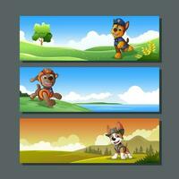 Super Dog Horizontal Banner Set vector