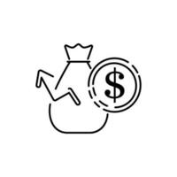 Premium moneybag icon or logo in line style. High quality sign and symbol on a white background. Vector outline pictogram for infographic, web design and app development. Sack and finance.