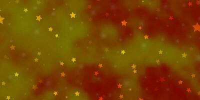 textura de vector naranja claro con hermosas estrellas.