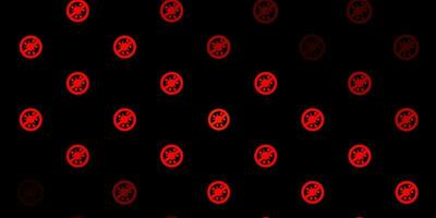Dark Red vector background with covid-19 symbols.