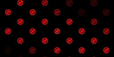 Dark Red vector background with covid-19 symbols.