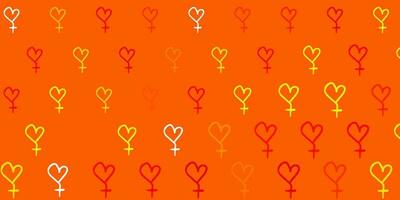 Light Red, Yellow vector background with woman symbols.