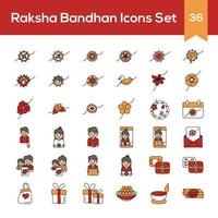 vistoso conjunto de raksha Bandhan icono en plano estilo. vector